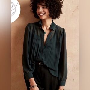 Banana Republic Pleated Sheer Top XS